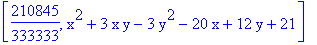 [210845/333333, x^2+3*x*y-3*y^2-20*x+12*y+21]